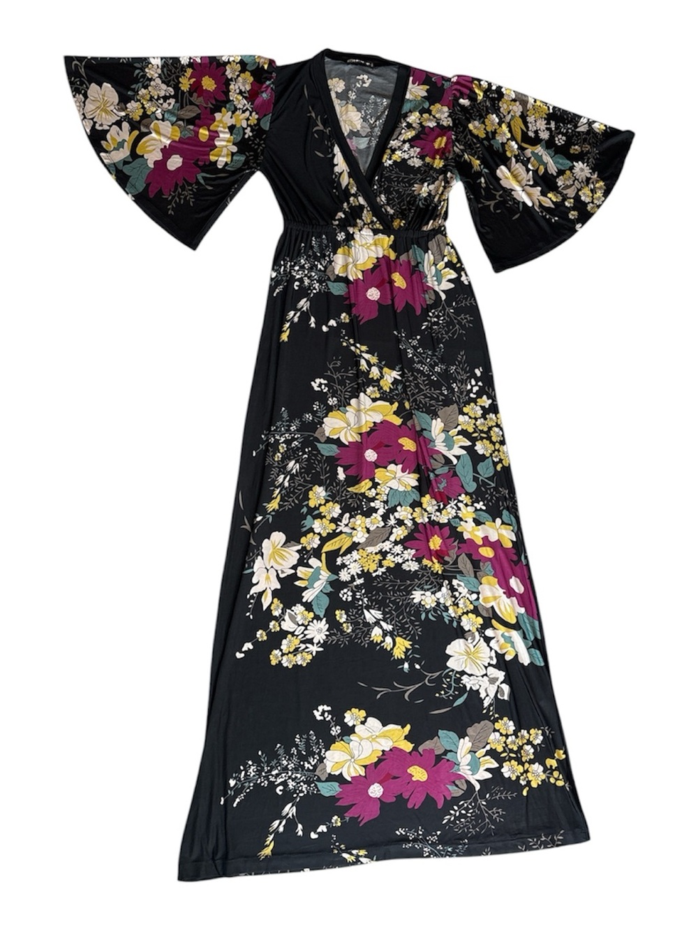 Koh Koh Dress Floral Maxi Dress Bell Sleeves Women’s M Stretch Kimono